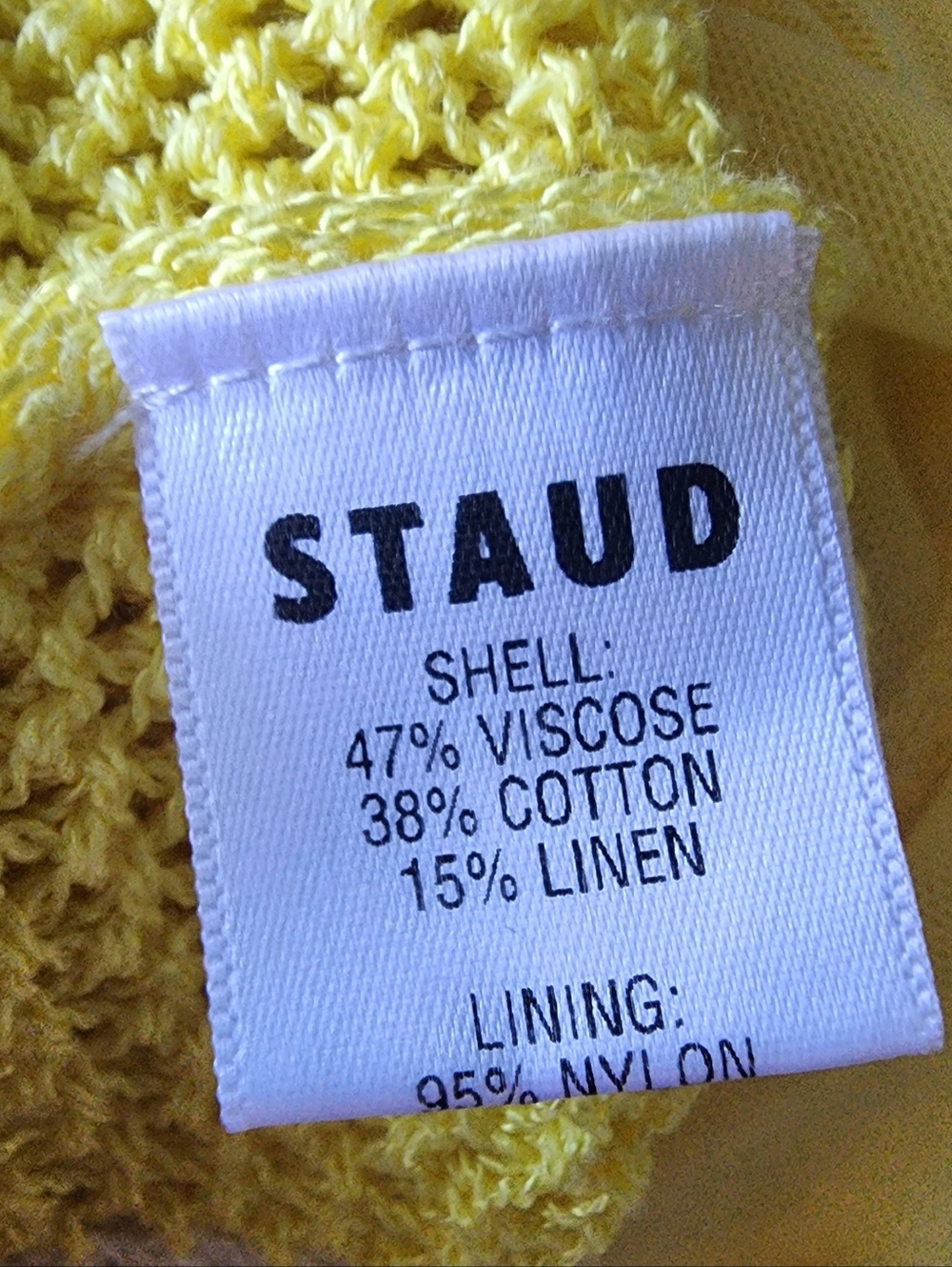 STAUD Yellow and White Striped Crochet Midi Dress with Fruit Trim - Picture 11 of 12